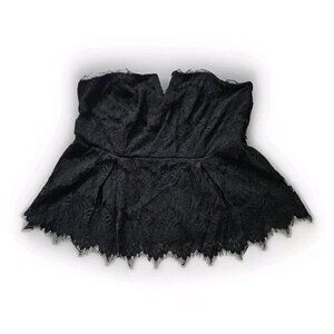 City Chic Top Womens L / 20 Black Lace Lined Corsette Peplum Goth Dark Romance